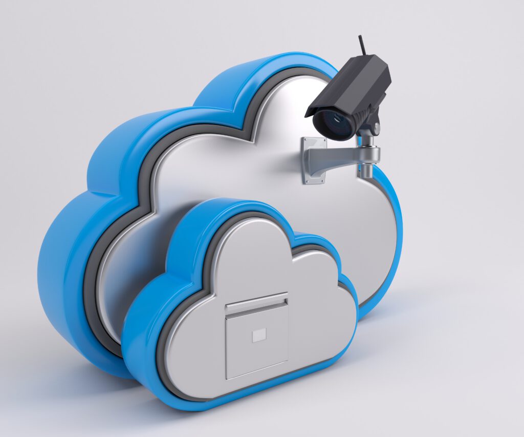 Illustration d'un cloud surveillé par une caméra en vue 3d